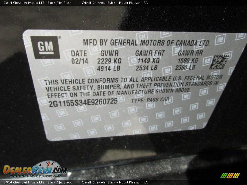 2014 Chevrolet Impala LTZ Black / Jet Black Photo #20