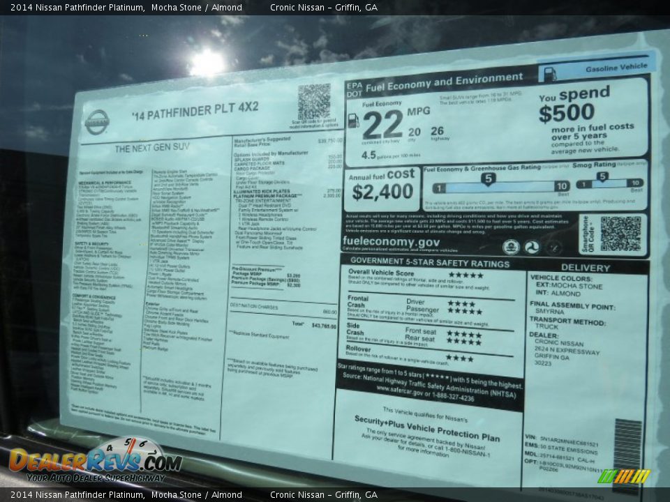 2014 Nissan Pathfinder Platinum Mocha Stone / Almond Photo #14