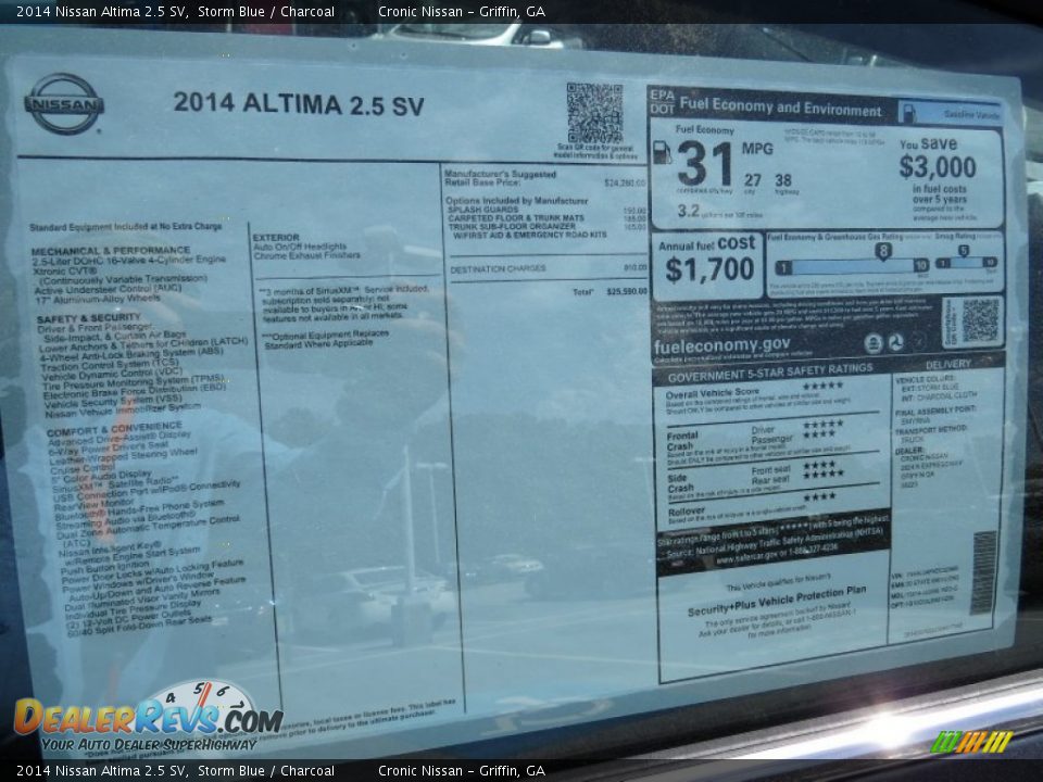 2014 Nissan Altima 2.5 SV Storm Blue / Charcoal Photo #12