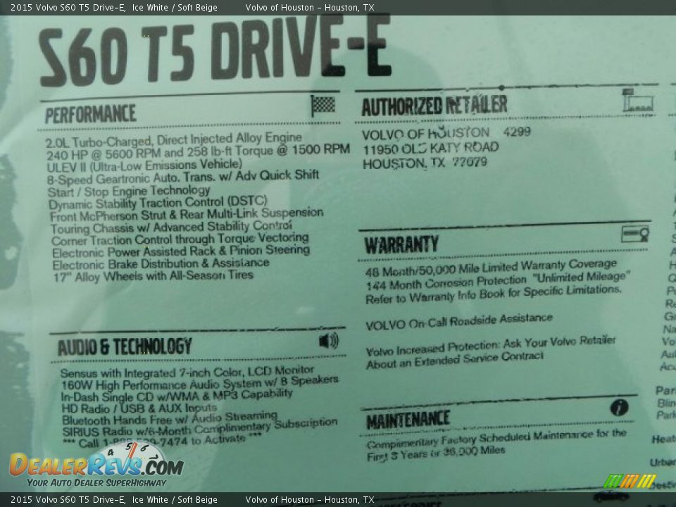 2015 Volvo S60 T5 Drive-E Ice White / Soft Beige Photo #32