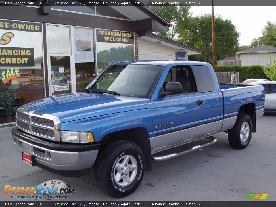 1999 Dodge Ram 1500 SLT Extended Cab 4x4 Intense Blue Pearl / Agate Black Photo #3