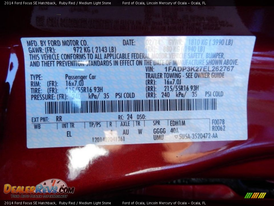 2014 Ford Focus SE Hatchback Ruby Red / Medium Light Stone Photo #13