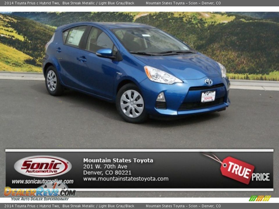 2014 Toyota Prius c Hybrid Two Blue Streak Metallic / Light Blue Gray/Black Photo #1
