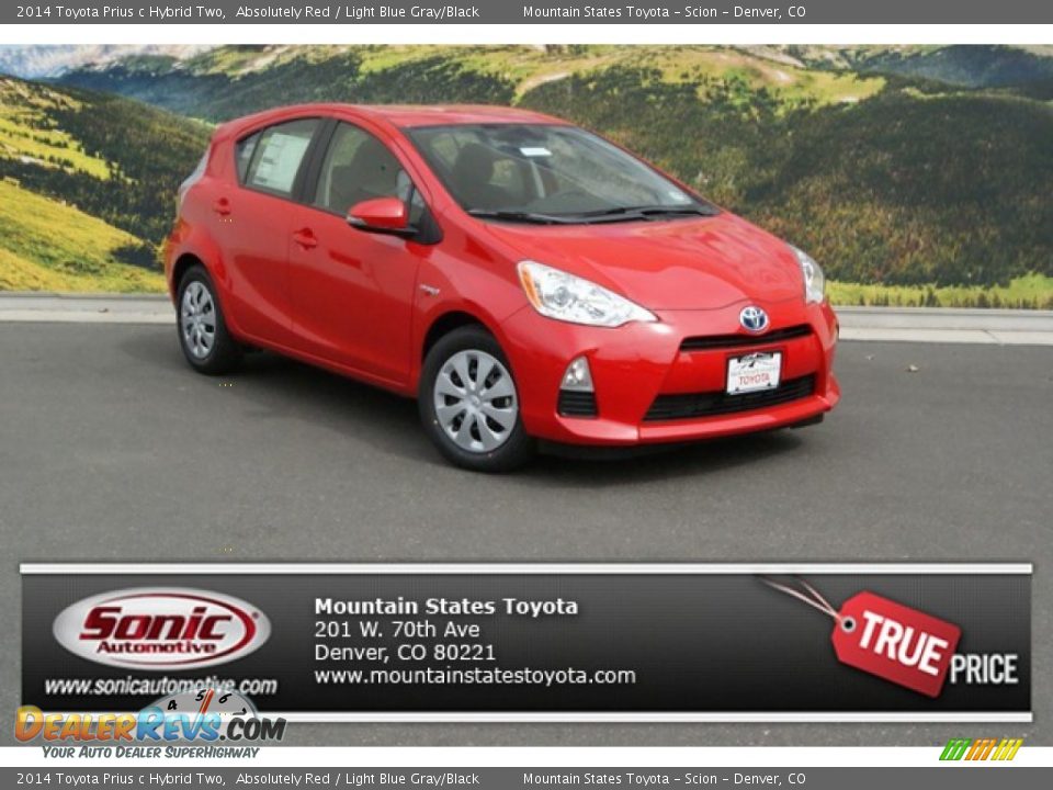 2014 Toyota Prius c Hybrid Two Absolutely Red / Light Blue Gray/Black Photo #1