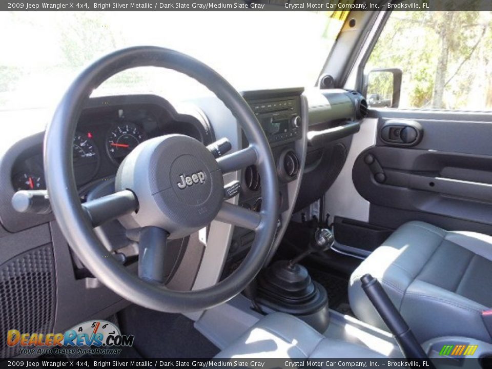 2009 Jeep Wrangler X 4x4 Bright Silver Metallic / Dark Slate Gray/Medium Slate Gray Photo #6