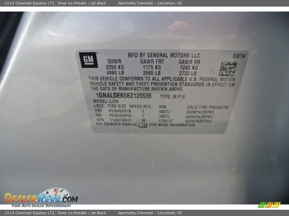 2014 Chevrolet Equinox LTZ Silver Ice Metallic / Jet Black Photo #7