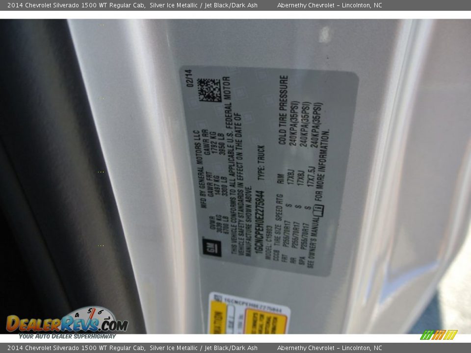 2014 Chevrolet Silverado 1500 WT Regular Cab Silver Ice Metallic / Jet Black/Dark Ash Photo #7