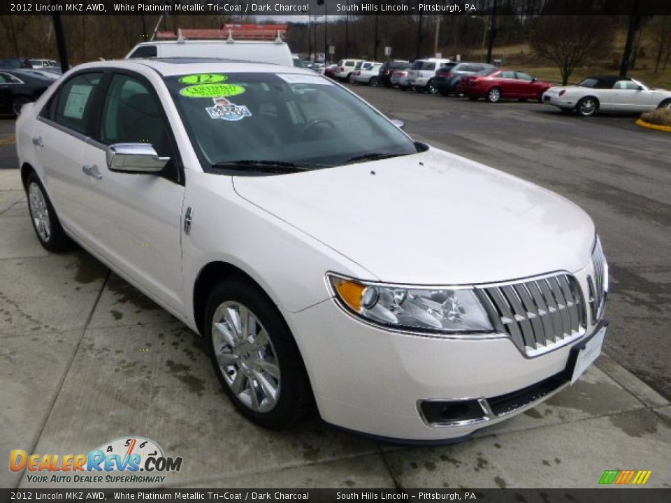 2012 Lincoln MKZ AWD White Platinum Metallic Tri-Coat / Dark Charcoal Photo #7