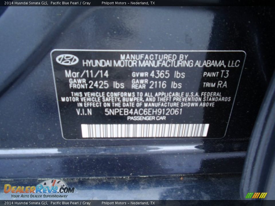 2014 Hyundai Sonata GLS Pacific Blue Pearl / Gray Photo #32