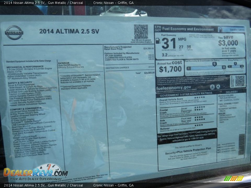 2014 Nissan Altima 2.5 SV Gun Metallic / Charcoal Photo #12