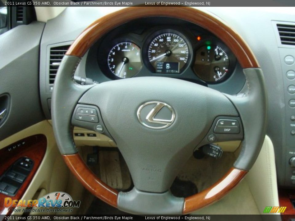 2011 Lexus GS 350 AWD Obsidian Black / Parchment/Birds Eye Maple Photo #13