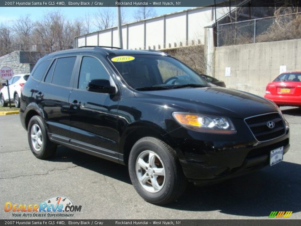 2007 Hyundai Santa Fe GLS 4WD Ebony Black / Gray Photo #3