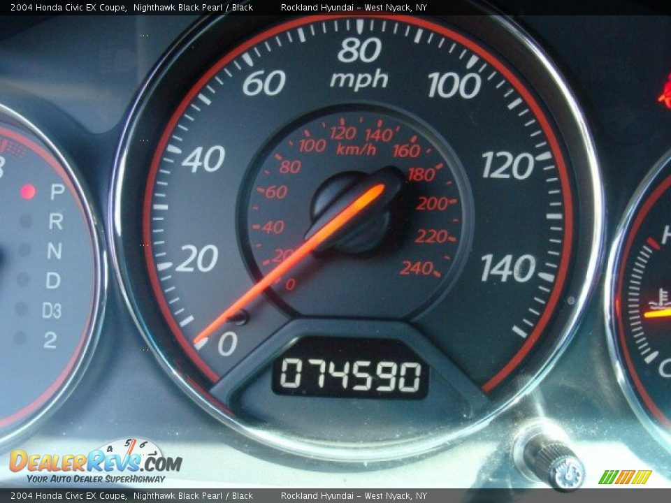2004 Honda Civic EX Coupe Nighthawk Black Pearl / Black Photo #16
