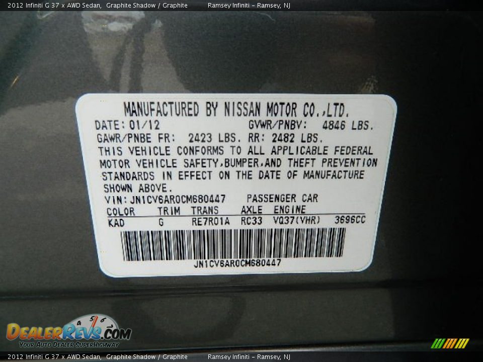 2012 Infiniti G 37 x AWD Sedan Graphite Shadow / Graphite Photo #5