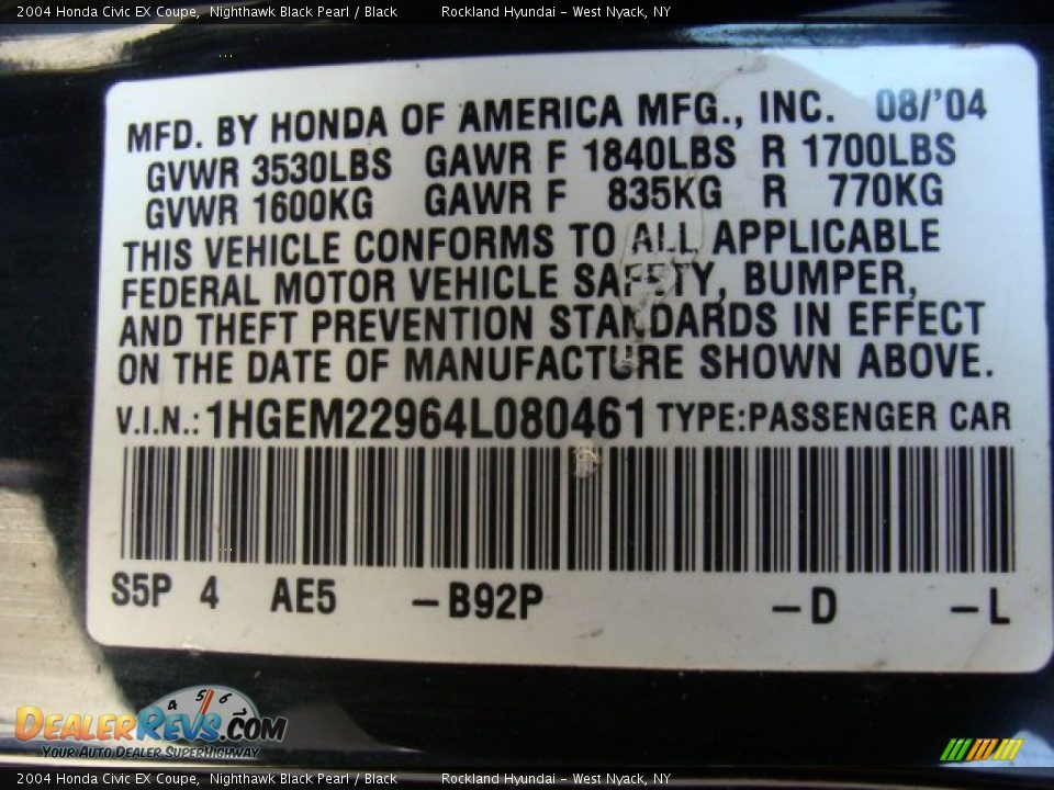 2004 Honda Civic EX Coupe Nighthawk Black Pearl / Black Photo #29