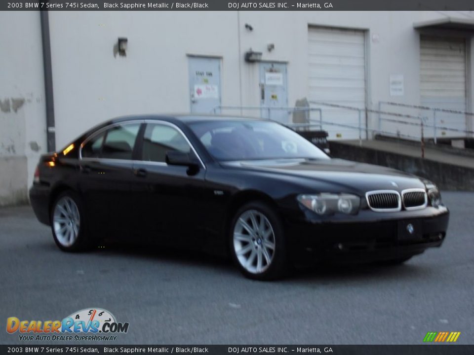 2003 BMW 7 Series 745i Sedan Black Sapphire Metallic / Black/Black Photo #14