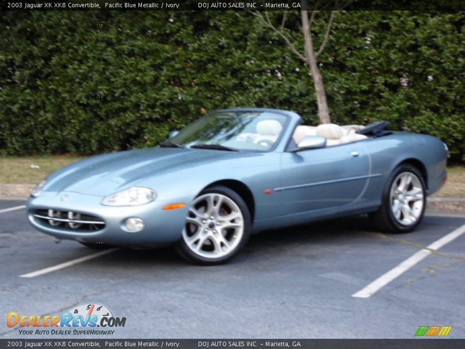 2003 Jaguar XK XK8 Convertible Pacific Blue Metallic / Ivory Photo #4