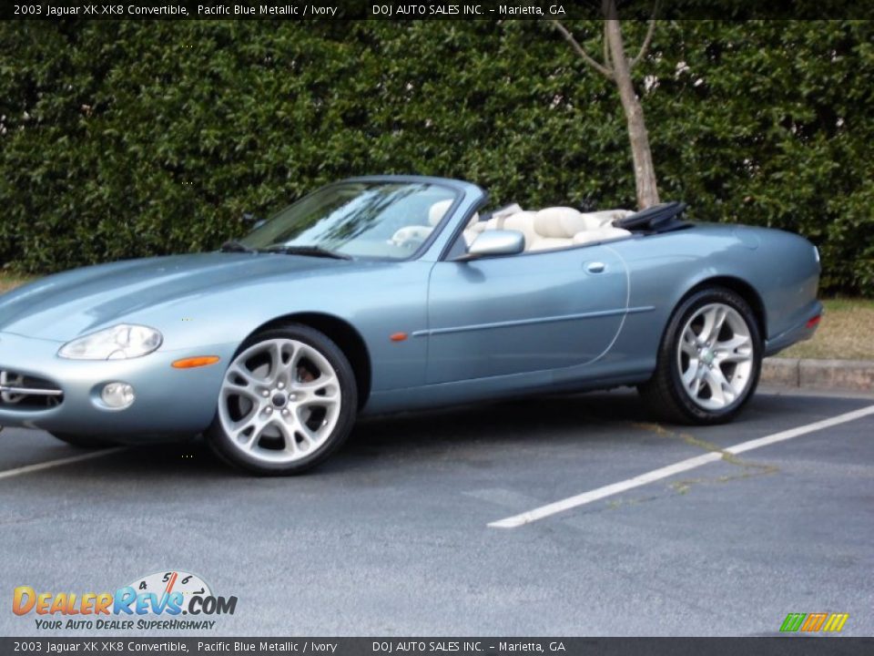 2003 Jaguar XK XK8 Convertible Pacific Blue Metallic / Ivory Photo #5