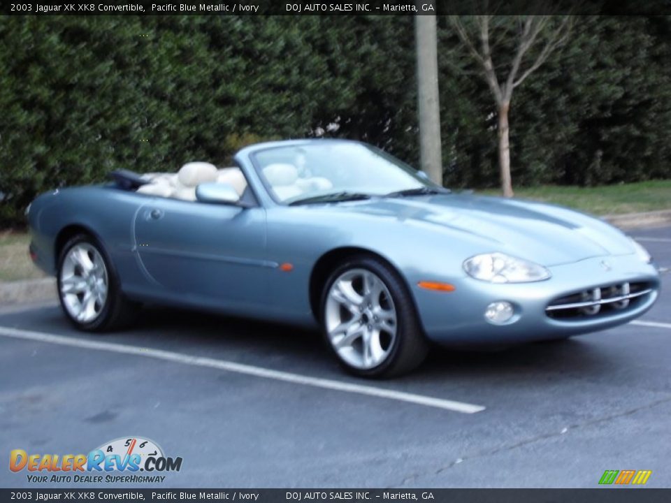 2003 Jaguar XK XK8 Convertible Pacific Blue Metallic / Ivory Photo #20