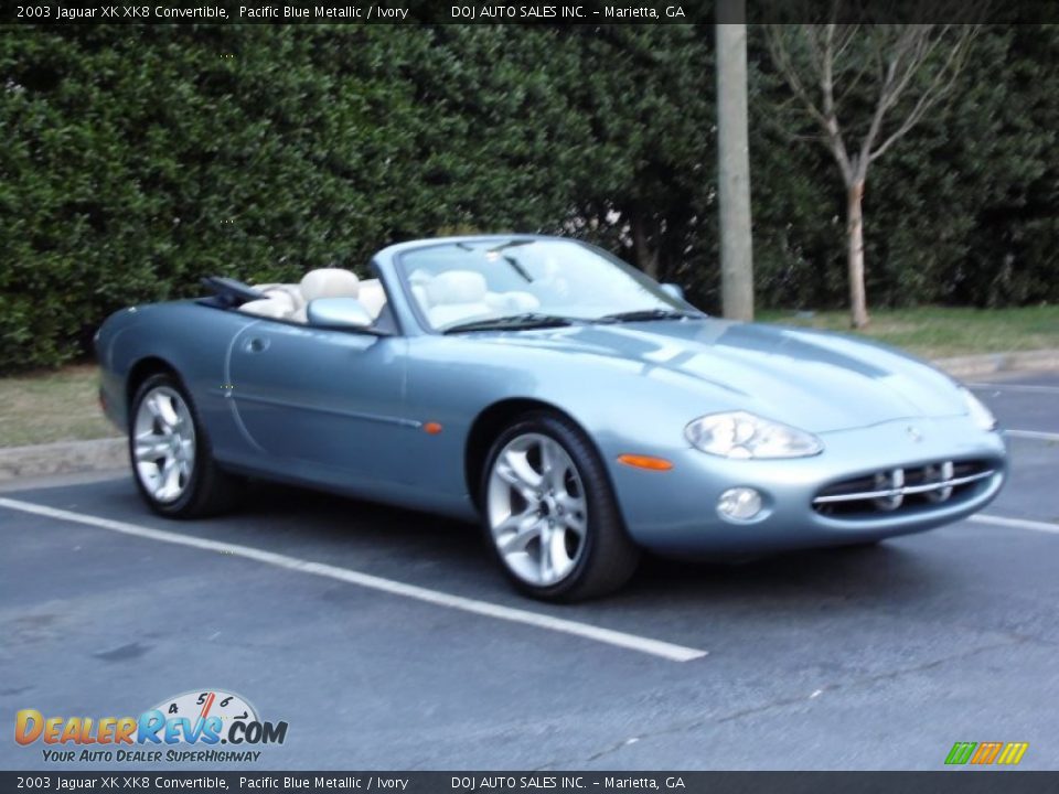 2003 Jaguar XK XK8 Convertible Pacific Blue Metallic / Ivory Photo #21