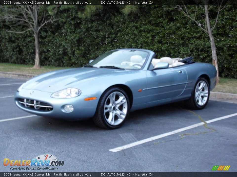 2003 Jaguar XK XK8 Convertible Pacific Blue Metallic / Ivory Photo #22