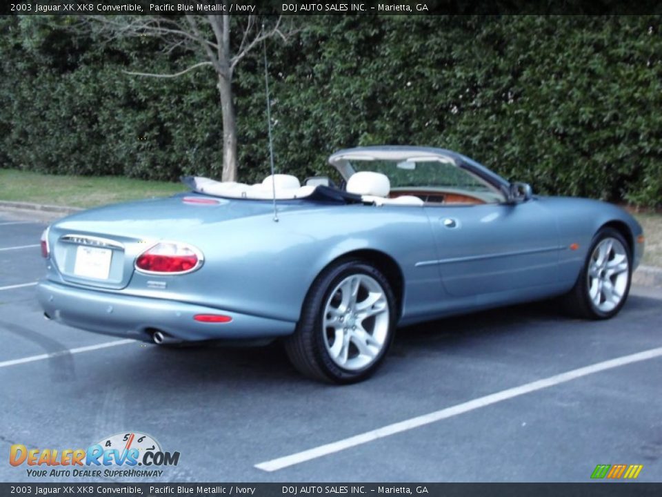 2003 Jaguar XK XK8 Convertible Pacific Blue Metallic / Ivory Photo #35