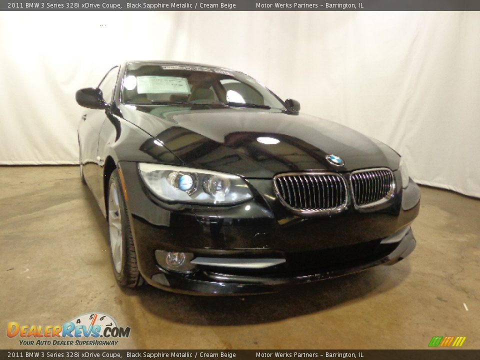 2011 BMW 3 Series 328i xDrive Coupe Black Sapphire Metallic / Cream Beige Photo #2