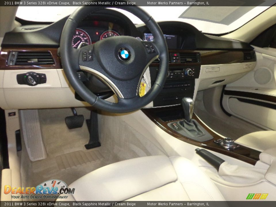 2011 BMW 3 Series 328i xDrive Coupe Black Sapphire Metallic / Cream Beige Photo #25