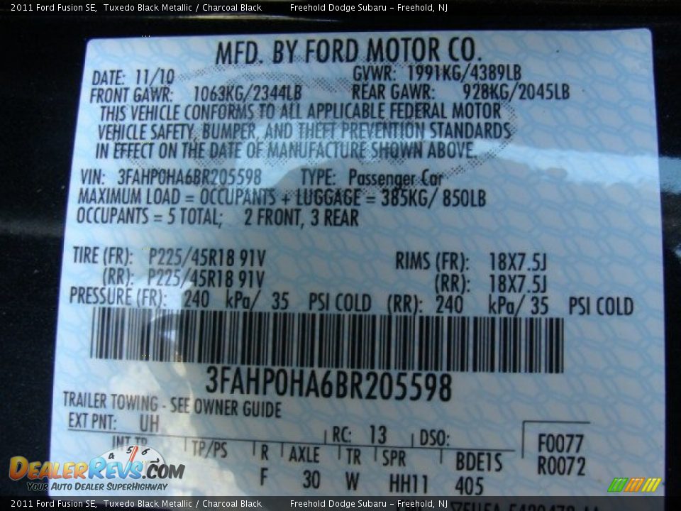 2011 Ford Fusion SE Tuxedo Black Metallic / Charcoal Black Photo #24