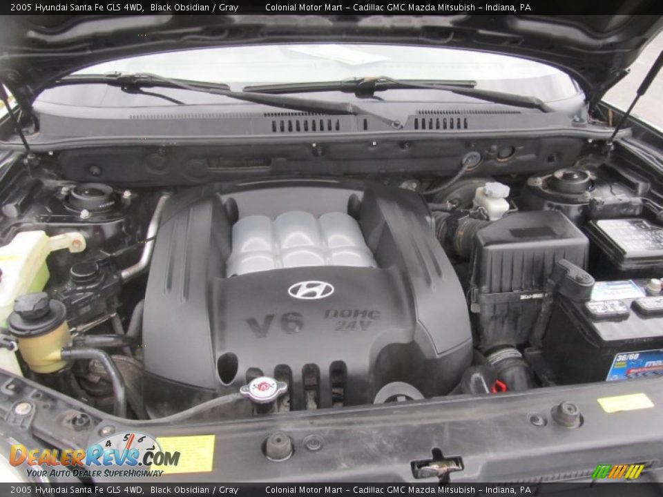 2005 Hyundai Santa Fe GLS 4WD Black Obsidian / Gray Photo #11
