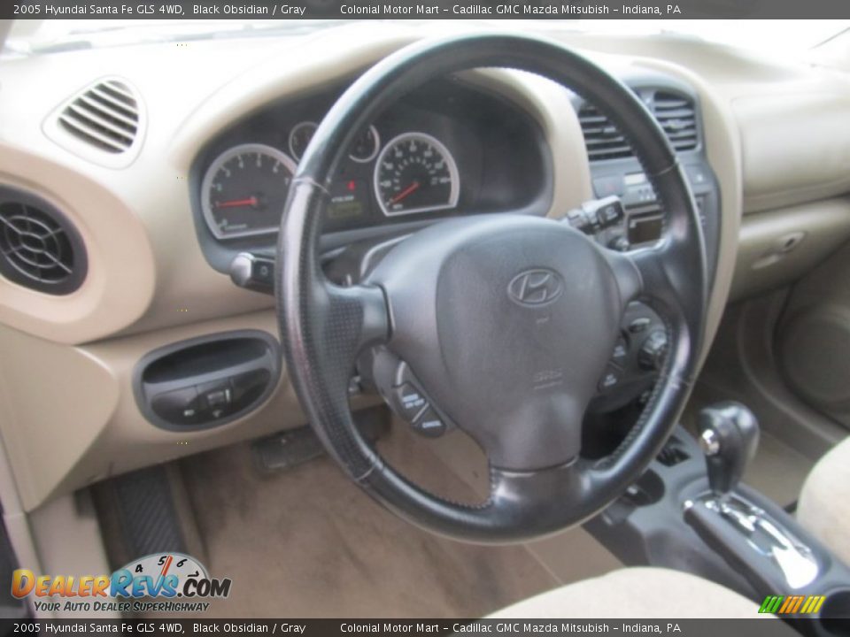 2005 Hyundai Santa Fe GLS 4WD Black Obsidian / Gray Photo #15