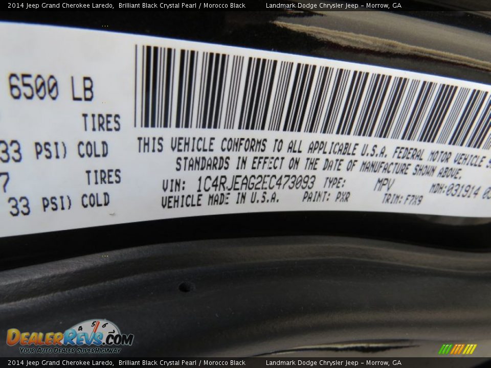 2014 Jeep Grand Cherokee Laredo Brilliant Black Crystal Pearl / Morocco Black Photo #11
