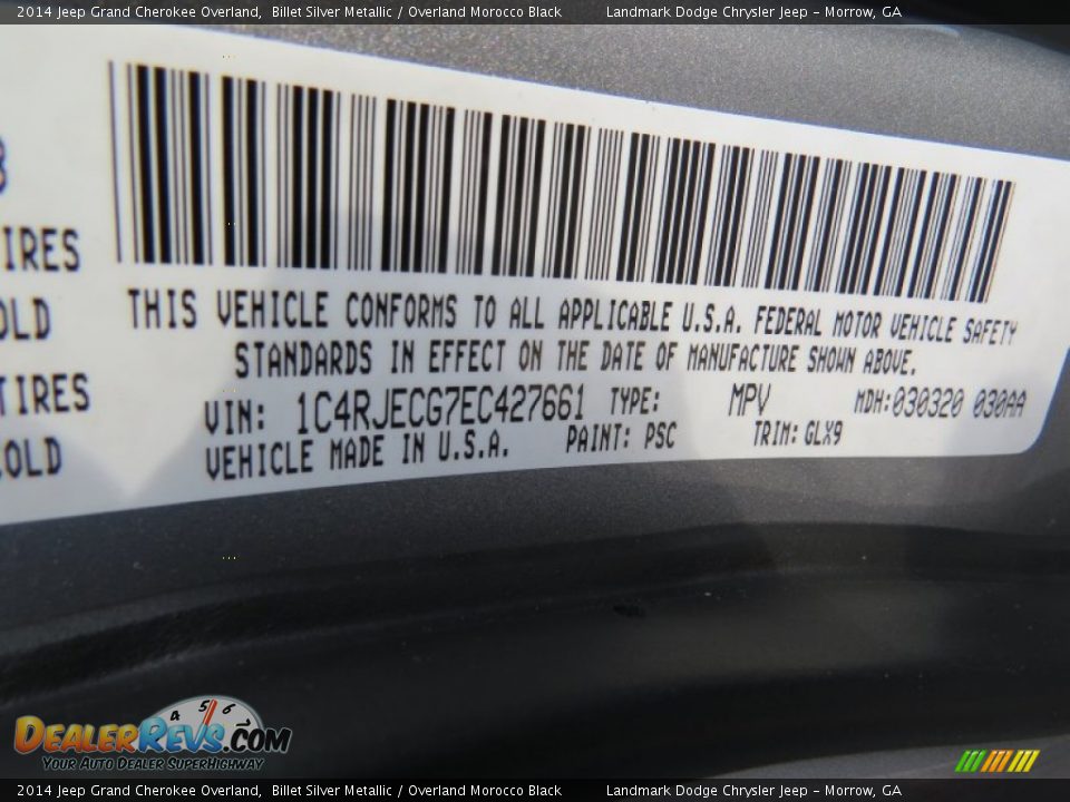 2014 Jeep Grand Cherokee Overland Billet Silver Metallic / Overland Morocco Black Photo #11