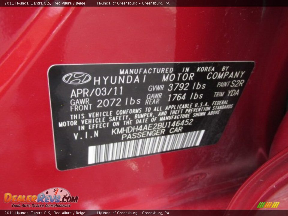 2011 Hyundai Elantra GLS Red Allure / Beige Photo #23