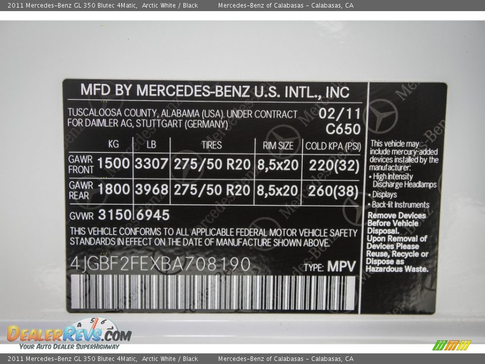 2011 Mercedes-Benz GL 350 Blutec 4Matic Arctic White / Black Photo #16