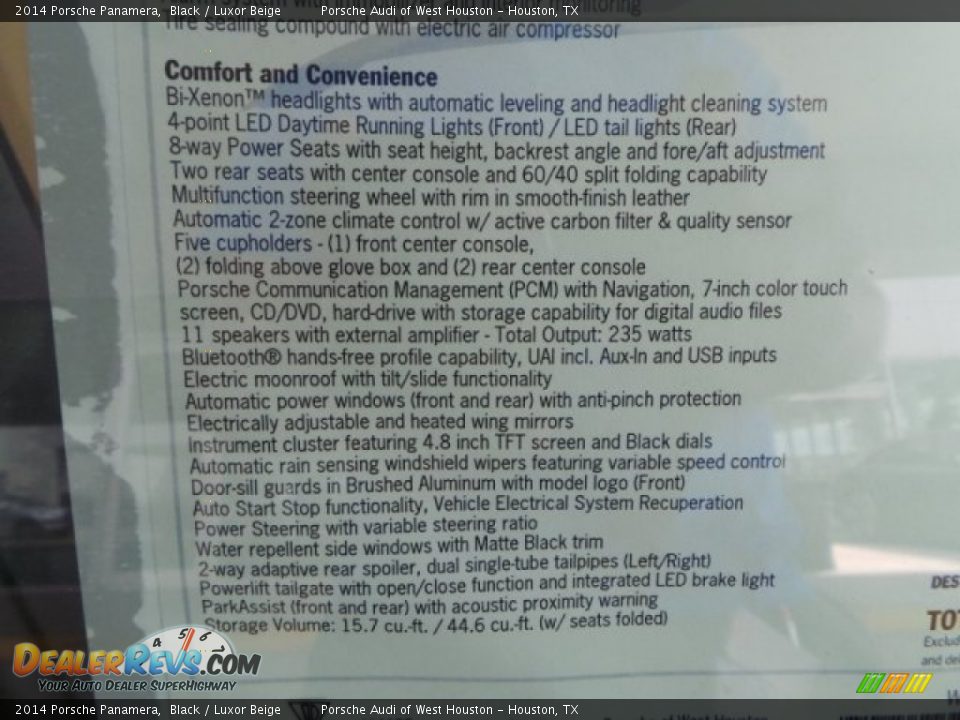 2014 Porsche Panamera Black / Luxor Beige Photo #36