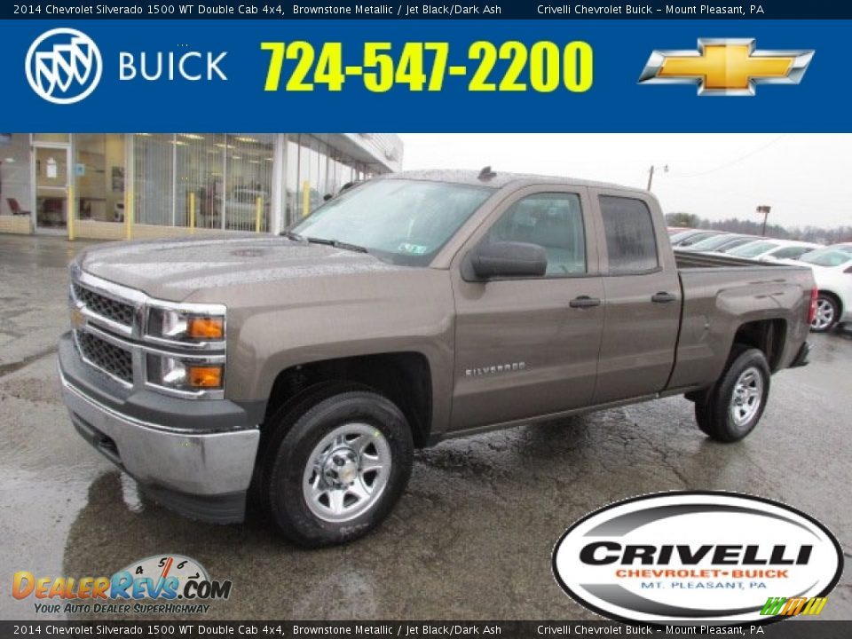 2014 Chevrolet Silverado 1500 WT Double Cab 4x4 Brownstone Metallic / Jet Black/Dark Ash Photo #1