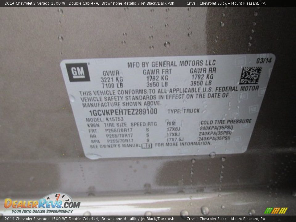 2014 Chevrolet Silverado 1500 WT Double Cab 4x4 Brownstone Metallic / Jet Black/Dark Ash Photo #20