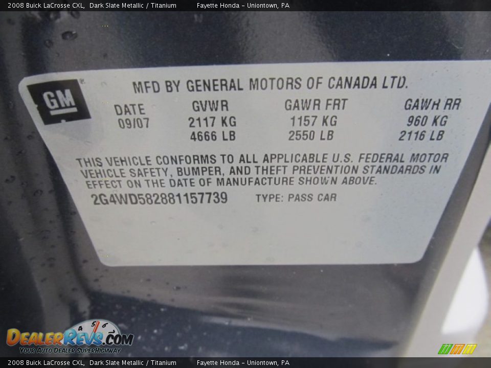 2008 Buick LaCrosse CXL Dark Slate Metallic / Titanium Photo #9
