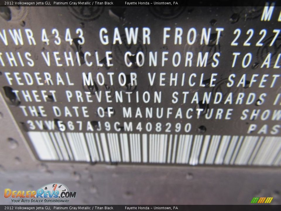 2012 Volkswagen Jetta GLI Platinum Gray Metallic / Titan Black Photo #9