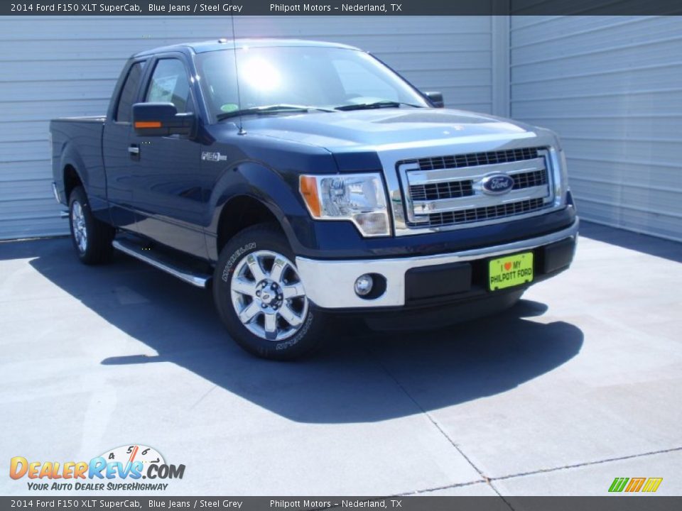 2014 Ford F150 XLT SuperCab Blue Jeans / Steel Grey Photo #2