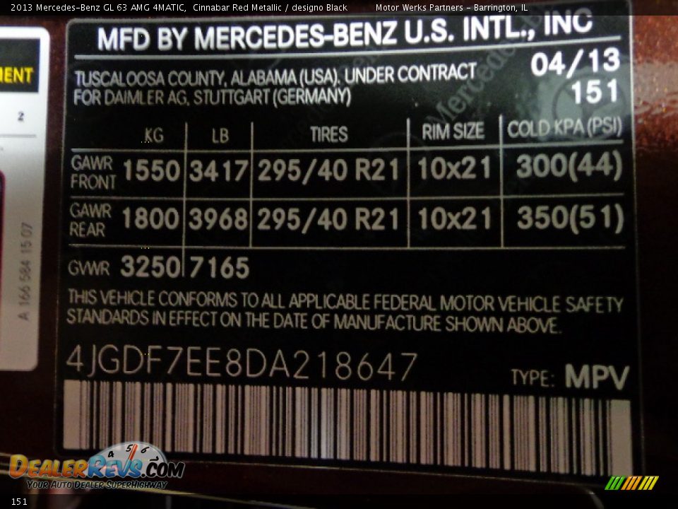 Mercedes-Benz Color Code 151 Cinnabar Red Metallic