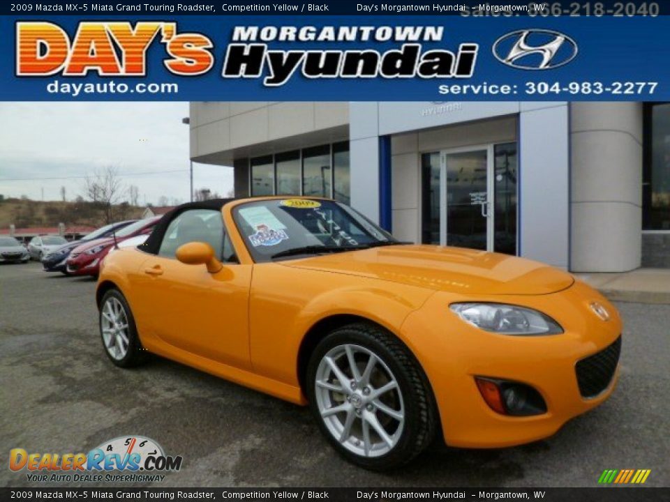 2009 Mazda MX-5 Miata Grand Touring Roadster Competition Yellow / Black Photo #1