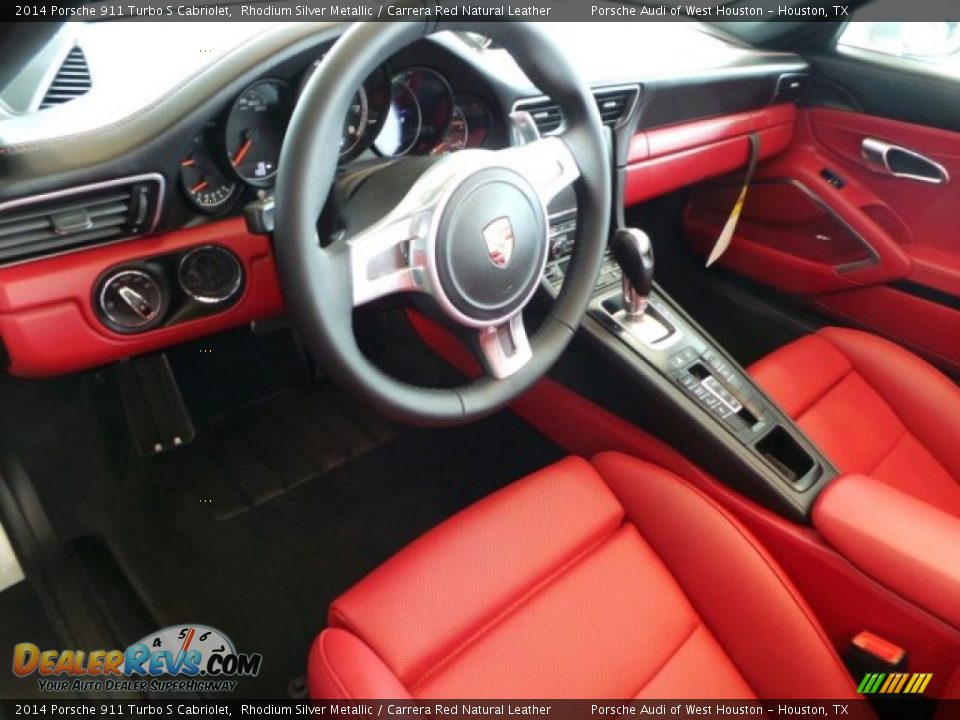 2014 Porsche 911 Turbo S Cabriolet Rhodium Silver Metallic / Carrera Red Natural Leather Photo #13