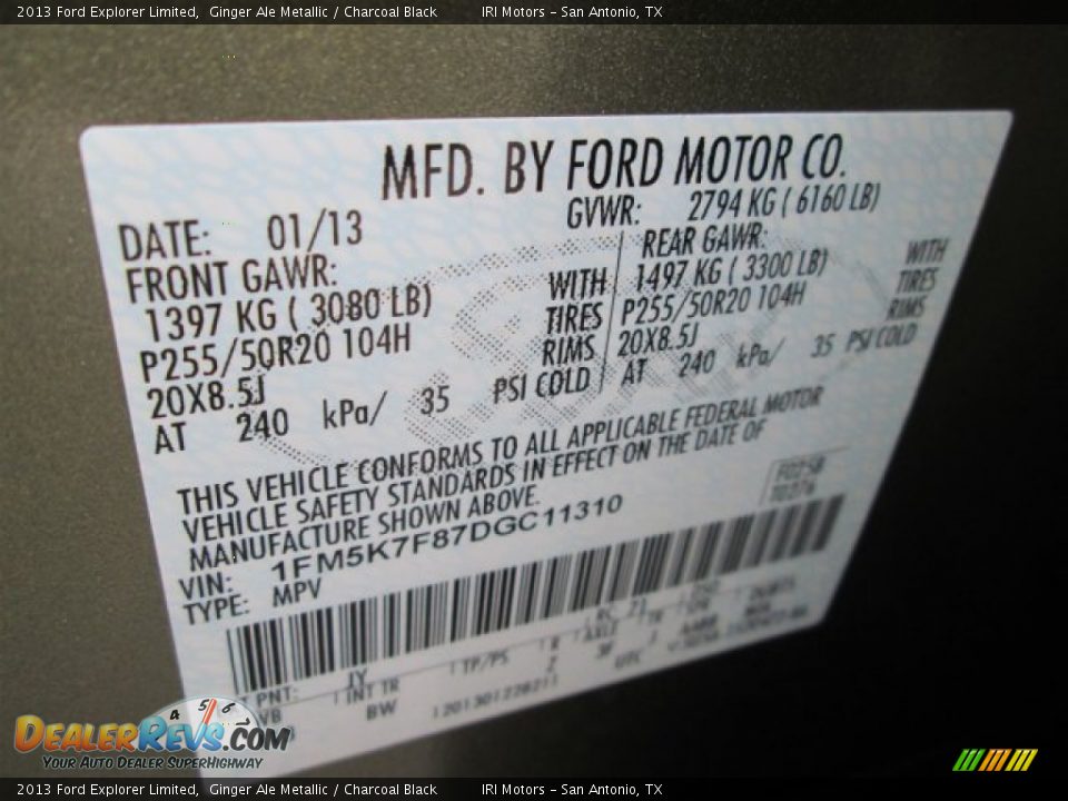 2013 Ford Explorer Limited Ginger Ale Metallic / Charcoal Black Photo #15