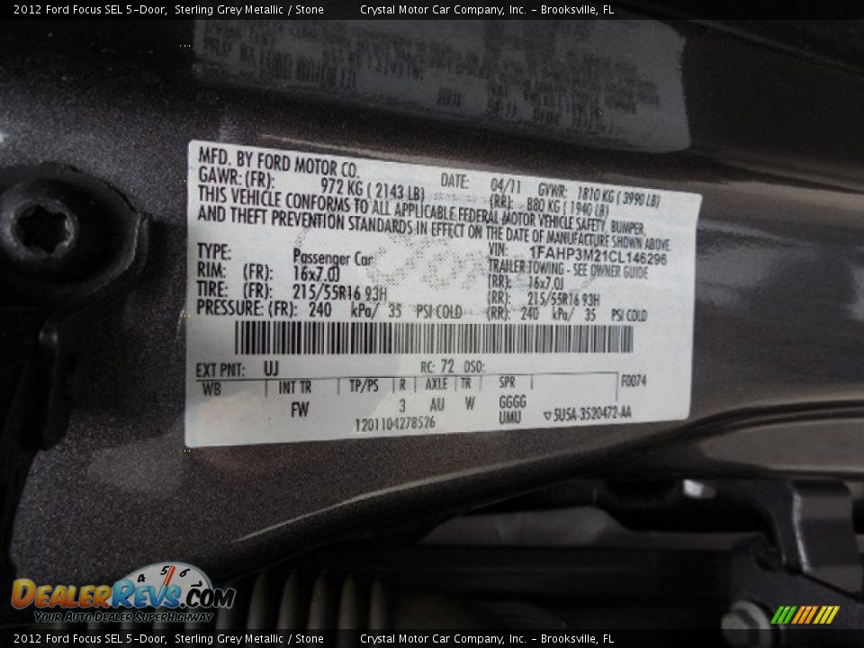 2012 Ford Focus SEL 5-Door Sterling Grey Metallic / Stone Photo #24