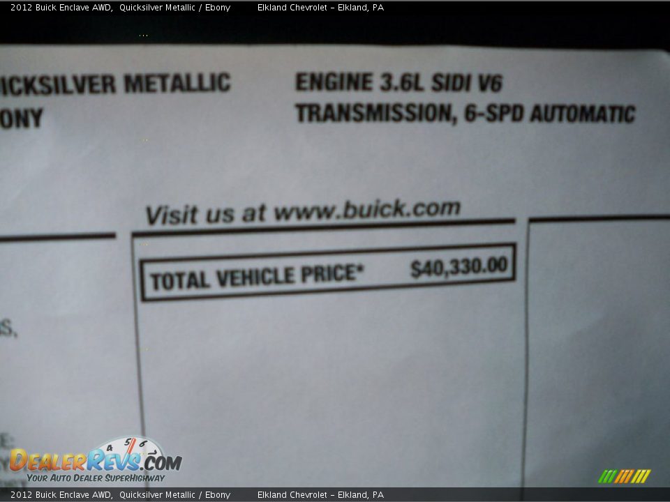 2012 Buick Enclave AWD Quicksilver Metallic / Ebony Photo #36