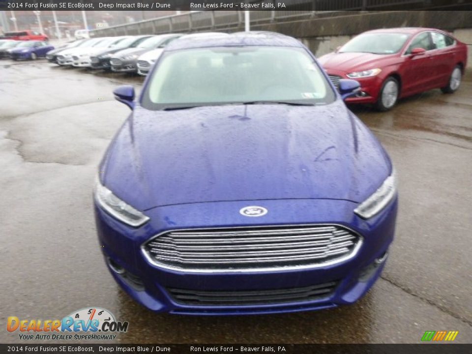 2014 Ford Fusion SE EcoBoost Deep Impact Blue / Dune Photo #3