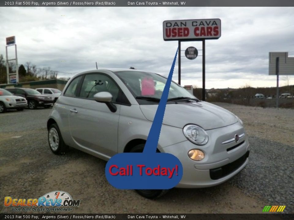 2013 Fiat 500 Pop Argento (Silver) / Rosso/Nero (Red/Black) Photo #1