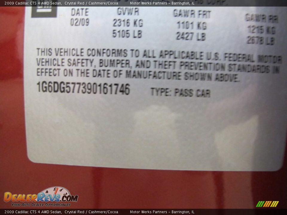 2009 Cadillac CTS 4 AWD Sedan Crystal Red / Cashmere/Cocoa Photo #35
